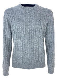 PULLOVER UOMO GRIGIO A TRECCE MISTO LANA