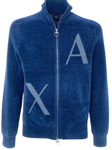 PULLOVER UOMO BLU CON LOGO FRONTALE