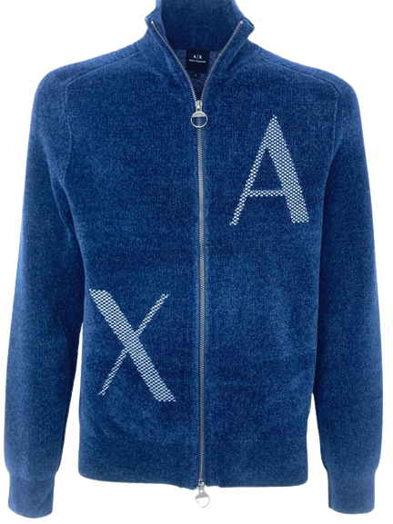 PULLOVER UOMO BLU CON LOGO FRONTALE