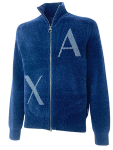 PULLOVER UOMO BLU CON LOGO FRONTALE