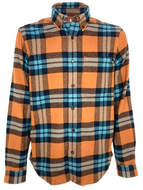 CAMICIA UOMO ARANCIO/TURCHESE FANTASIA CHECK