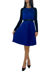 ABITO DONNA BLU ELETTRICO/NERO CON CINTURA - Main Image