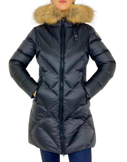 Piumino nero con pelliccia online