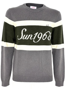 PULLOVER UOMO GRIGIO/VERDE CON LOGO FRONTALE