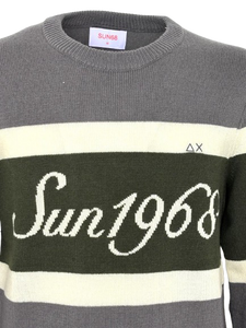 PULLOVER UOMO GRIGIO/VERDE CON LOGO FRONTALE