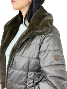 GIUBBOTTO DONNA CORTO MARRONE IN ECO-PIUMA
