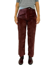 Carica l&#39;immagine nel visualizzatore di Gallery, PANTALONE DONNA BORDEAUX IN VELLUTO
