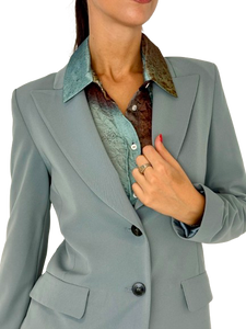 GIACCA DONNA VERDE ACQUA MONOPETTO