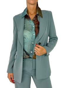 GIACCA DONNA VERDE ACQUA MONOPETTO