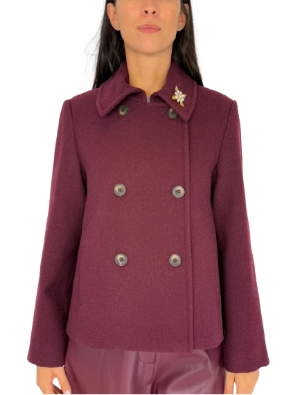 CAPPOTTO DONNA CORTO DOPPIOPETTO BORDEAUX