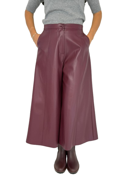 PANTALONE DONNA ECOPELLE BORDEAUX