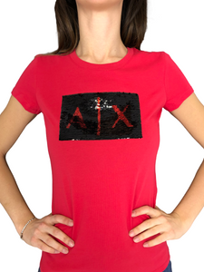 T-SHIRT DONNA ROSSA CON LOGO FRONTALE