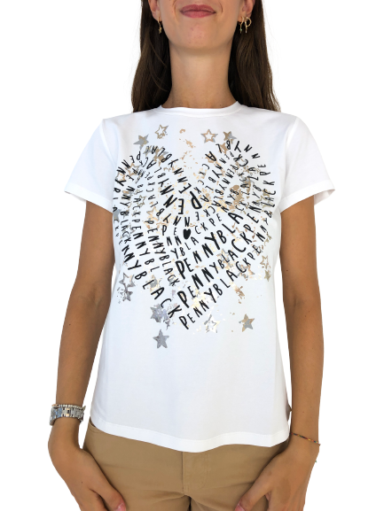 T-SHIRT DONNA BIANCA CON STAMPA CUORE