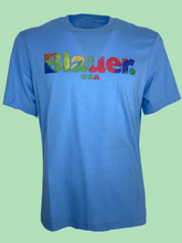 Carica l&#39;immagine nel visualizzatore di Gallery, T-SHIRT UOMO AZZURRA CON LOGO
