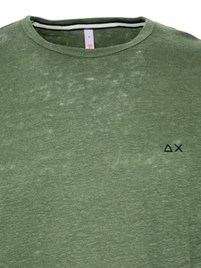 T-SHIRT UOMO VERDE 100% LINO