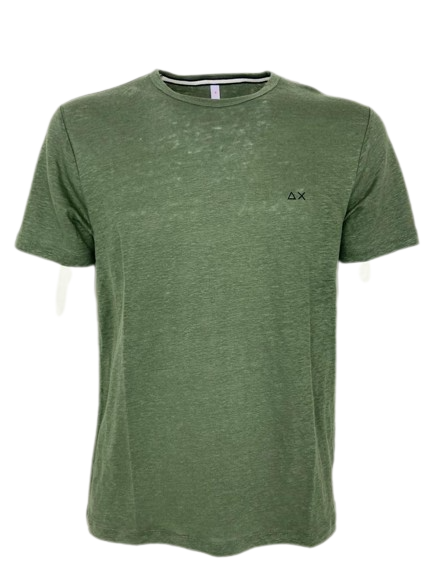 T-SHIRT UOMO VERDE 100% LINO